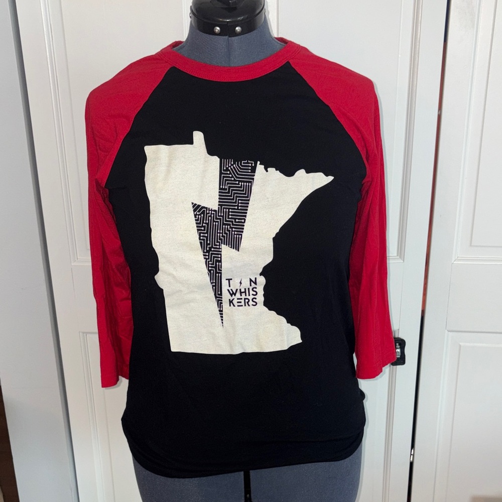 Bella Canvas Red and Dark Gray Raglan Tee